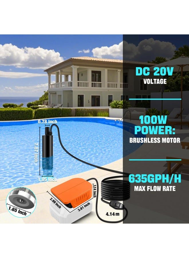 OGJUNX Transfer Pump Compatible with Dewalt 20V Battery, 500GPH Portable Water Pump with Sediment Filters, for Pool, Garden, Pond, Deep Well Draining (Tool Only) - Image 4