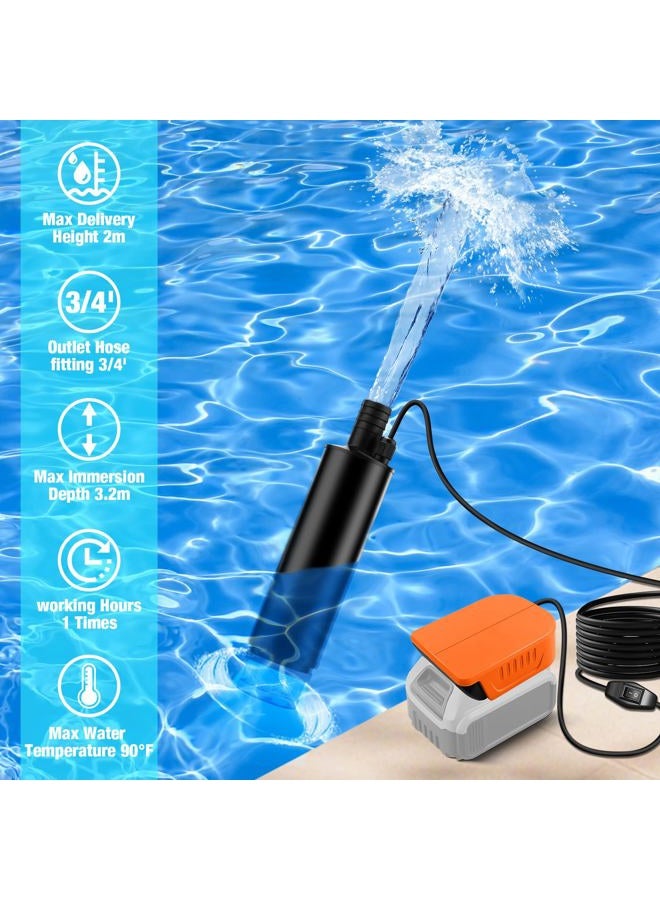 OGJUNX Transfer Pump Compatible with Dewalt 20V Battery, 500GPH Portable Water Pump with Sediment Filters, for Pool, Garden, Pond, Deep Well Draining (Tool Only) - Image 3