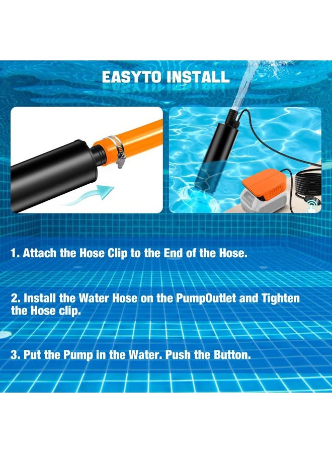 OGJUNX Transfer Pump Compatible with Dewalt 20V Battery, 500GPH Portable Water Pump with Sediment Filters, for Pool, Garden, Pond, Deep Well Draining (Tool Only) - Image 5