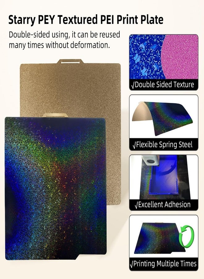 IdeaFormer-3D لوحة بناء IdeaFormer-3D Rainbow PEY+Textured PEI لطابعات Bambu Lab X2D/X1C/X1/X1E/A1/P1S/P1P/P2S، صفيحة فولاذية زنبركية مزدوجة الجوانب من PEY PEI مقاس 257x257 مم لطابعات Bambulab ثلاثية الأبعاد - Image 4