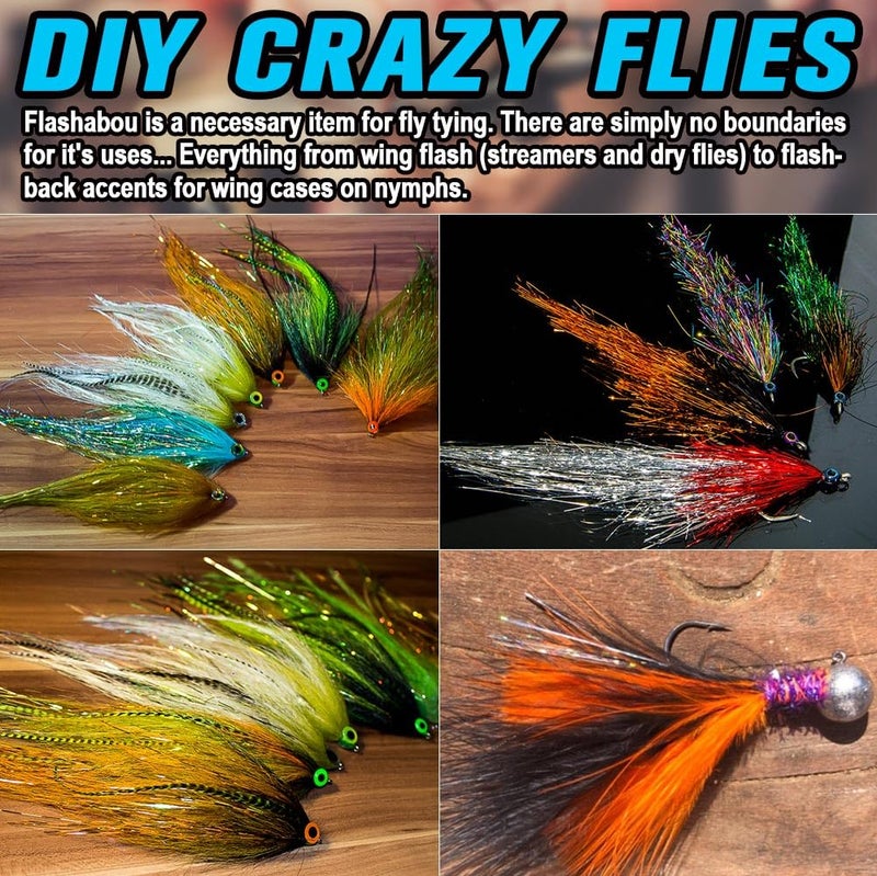 LURELINK-Flashabou-Fly-Tying-Materials-Making-Flies-Jig-Fishing-Lure-Supplies 12&24 Colors Crystal Krystal Flash String Holographic Ripple Saltwater Freshwater (12-Color Combinations) - Image 2