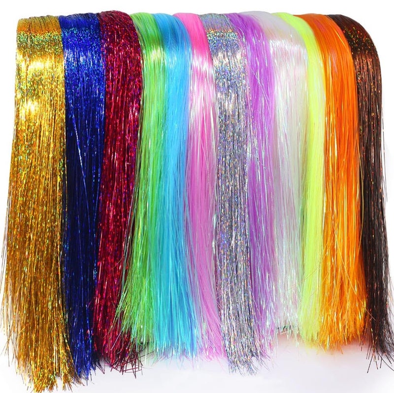 LURELINK-Flashabou-Fly-Tying-Materials-Making-Flies-Jig-Fishing-Lure-Supplies 12&24 Colors Crystal Krystal Flash String Holographic Ripple Saltwater Freshwater (12-Color Combinations) - Image 1