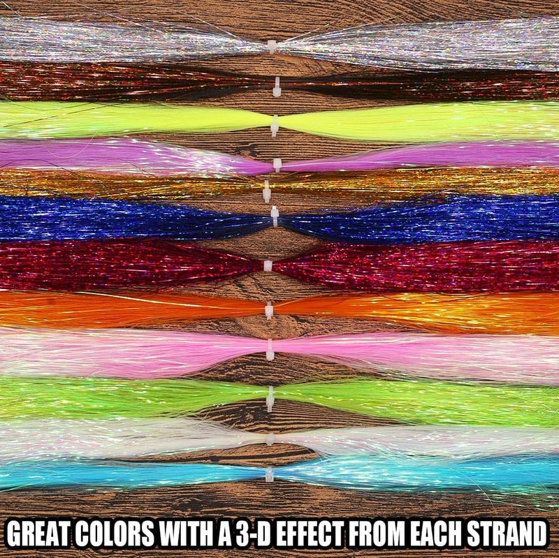 LURELINK-Flashabou-Fly-Tying-Materials-Making-Flies-Jig-Fishing-Lure-Supplies 12&24 Colors Crystal Krystal Flash String Holographic Ripple Saltwater Freshwater (12-Color Combinations) - Image 5