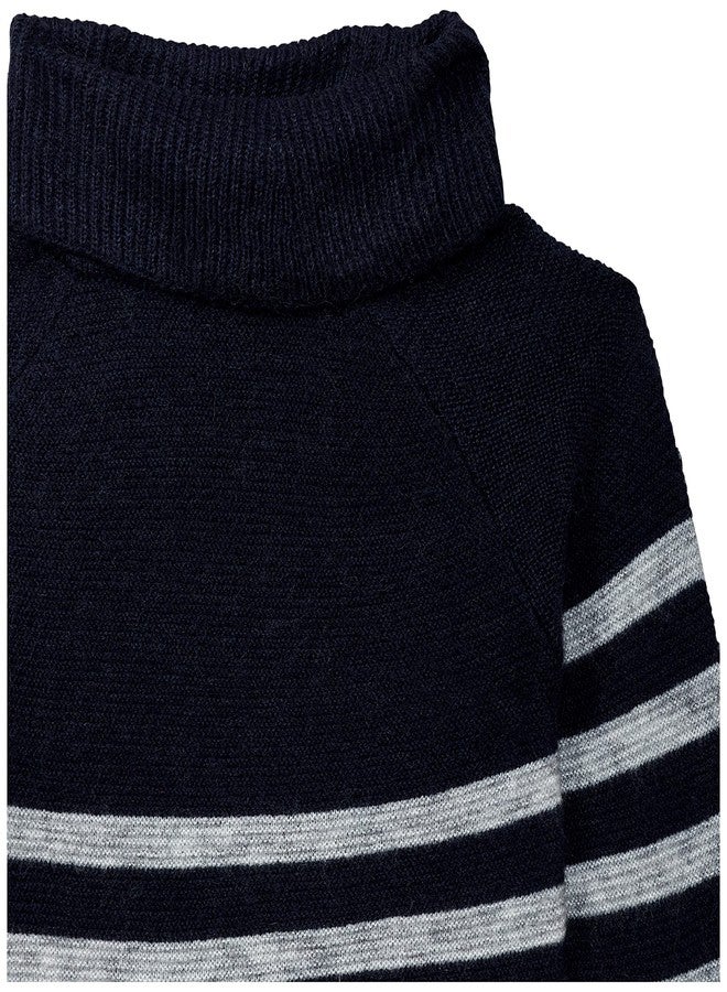 miniklub Baby Turtle Neck Raglan Sleeve Knitted Cotton Navy Color Sweater (12-18M) - Image 2