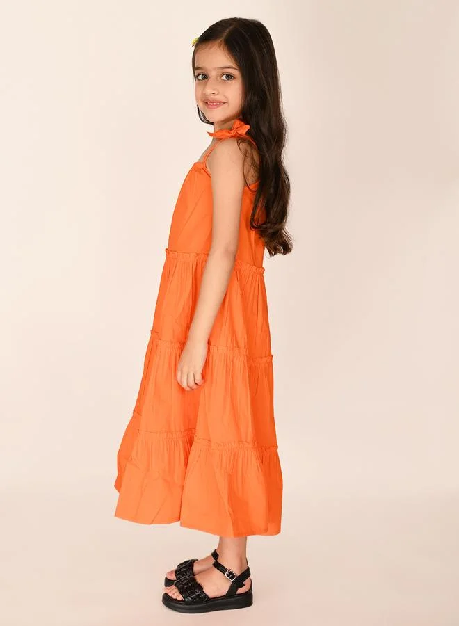 LILPICKS Tiered Orange Dress