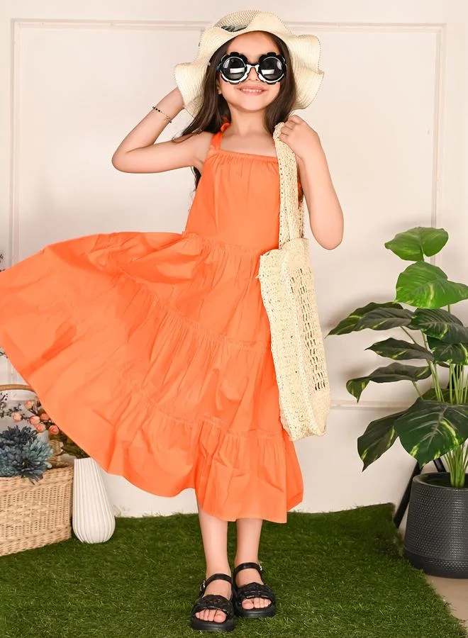 LILPICKS Tiered Orange Dress