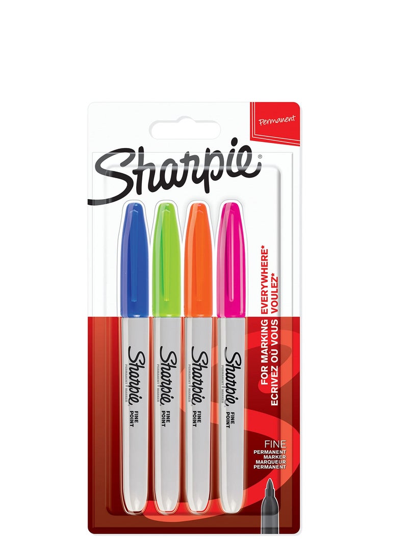 Sharpie 4-Piece Fine Tip Permanent Markers Set Multicolour
