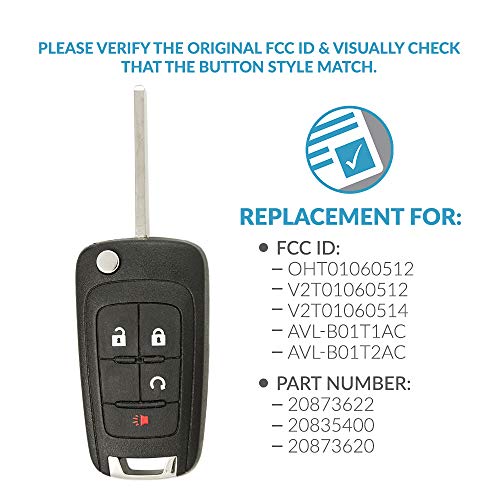 Keyless2Go Replacement for Keyless Remote 4 Button Flip Car Key Fob For OHT01060512 - Image 4