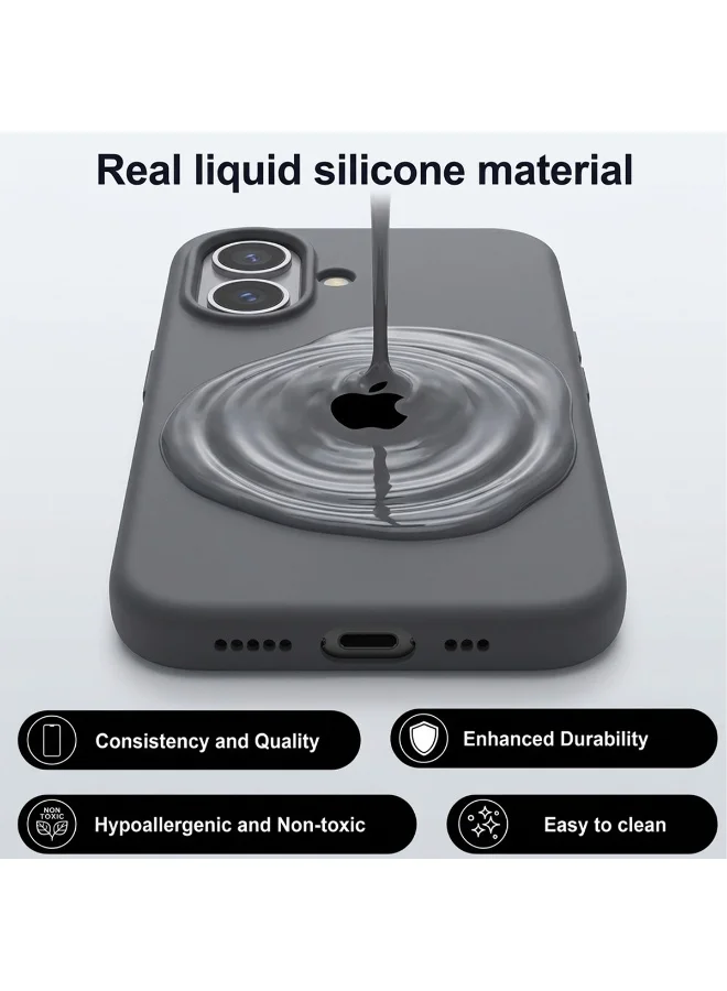 موبكوس جراب موبكوس الرمادي الفاخر من السيليكون مع شعار وشحن لاسلكي مغناطيسي لهاتف آيفون 17 | ملمس ناعم كالحرير | حماية مقاومة للصدمات بمعايير عسكرية | توافق مغناطيسي قوي | غطاء أنيق ونحيف
