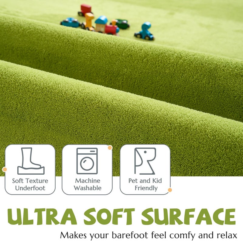 jinchan Jinchan Solid Plush Area Brug 3x5 Performance Shaggy Brug Earrit Brug Indoor Soft Prug Modern Faux Wool Prucs Doy Non Slip Sarpet لغرفة المعيشة غرفة غرفة نوم غرفة الطعام العشب الأخضر  - Image 2