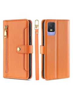 Case Cover For TCL 403 Sheep Texture Cross-body Zipper Wallet Leather Phone Case Orange