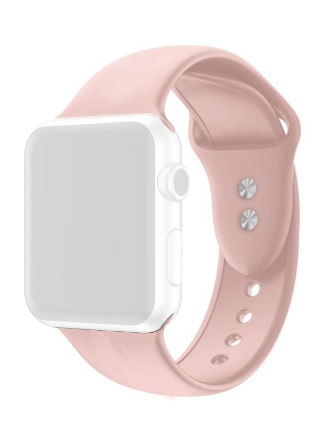 NIBEMINENT Double Nail Silicone Replacement Strap Watchband For Apple Watch Series 7/6/5/4/3/2/1/SE 42/44/45mm Rose Gold - Image 1