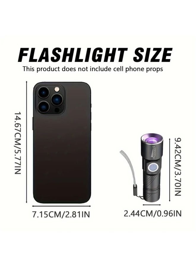 USB Rechargeable 395nm UV Flashlight Black Light Pet Stain Detector 3 Modes - Image 4