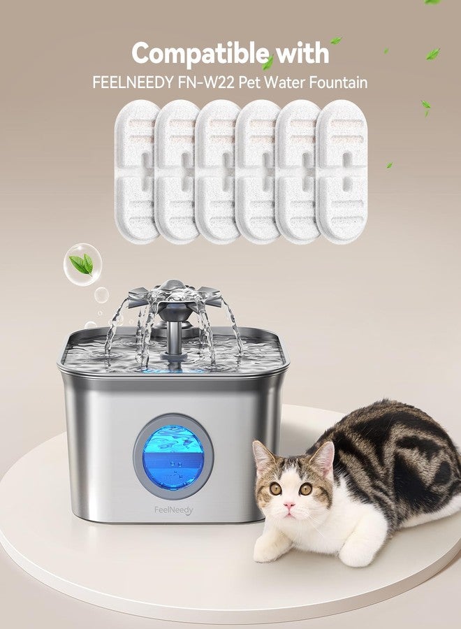 FEELNEEDY 6 Pack New Version Replacement Filters + 6 Pump Sponges for Feelneedy Stainless Steel Cat Water Fountain [FN-W22] - 99oz/2.8L Pet Water Fountain Filters - Image 2