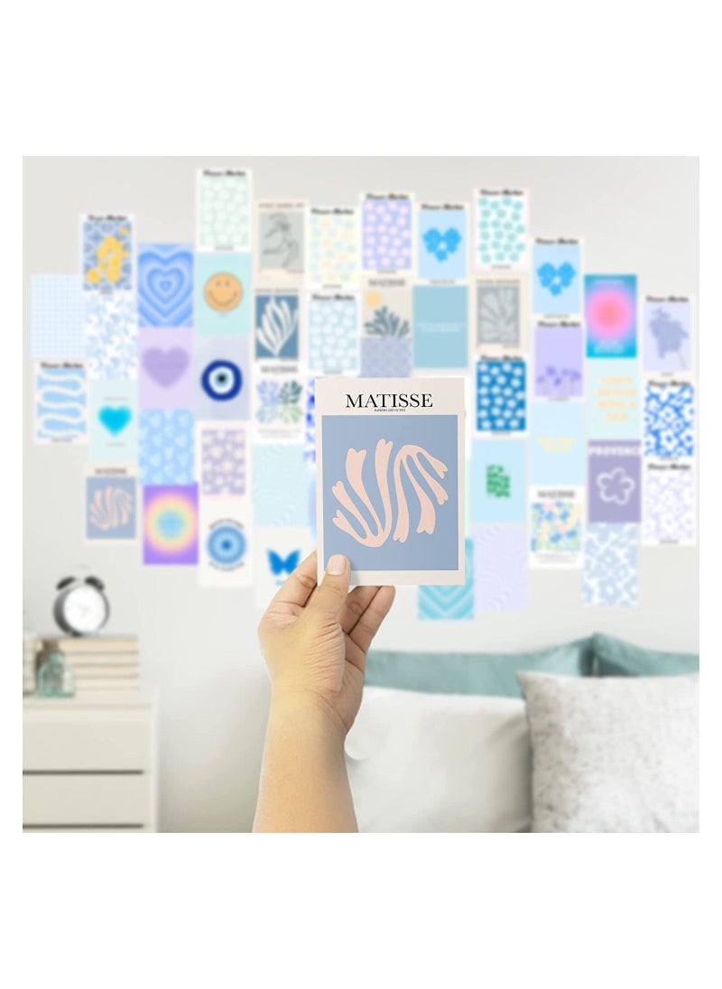 SYOSI - Minimalist Wall Art for Blue Room Decor Aesthetic, 50Pcs Danish Pastel Wall Collage Kit Aesthetic Pictures, Decor Aesthetic Posters, Matisse Posters for Room Aesthetic Dorm Wall Decor - Image 1