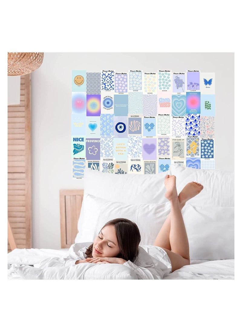SYOSI - Minimalist Wall Art for Blue Room Decor Aesthetic, 50Pcs Danish Pastel Wall Collage Kit Aesthetic Pictures, Decor Aesthetic Posters, Matisse Posters for Room Aesthetic Dorm Wall Decor - Image 1