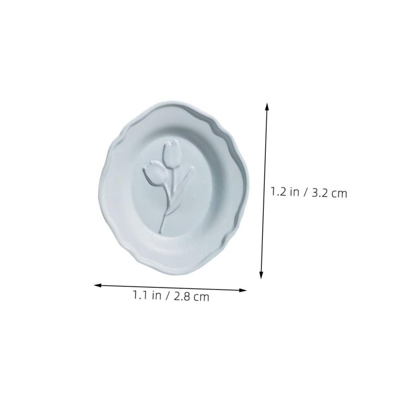 Nordic Style Miniature Tulip Pattern Plates Set of 4 For Dollhouse Kitchen Decor - Image 3