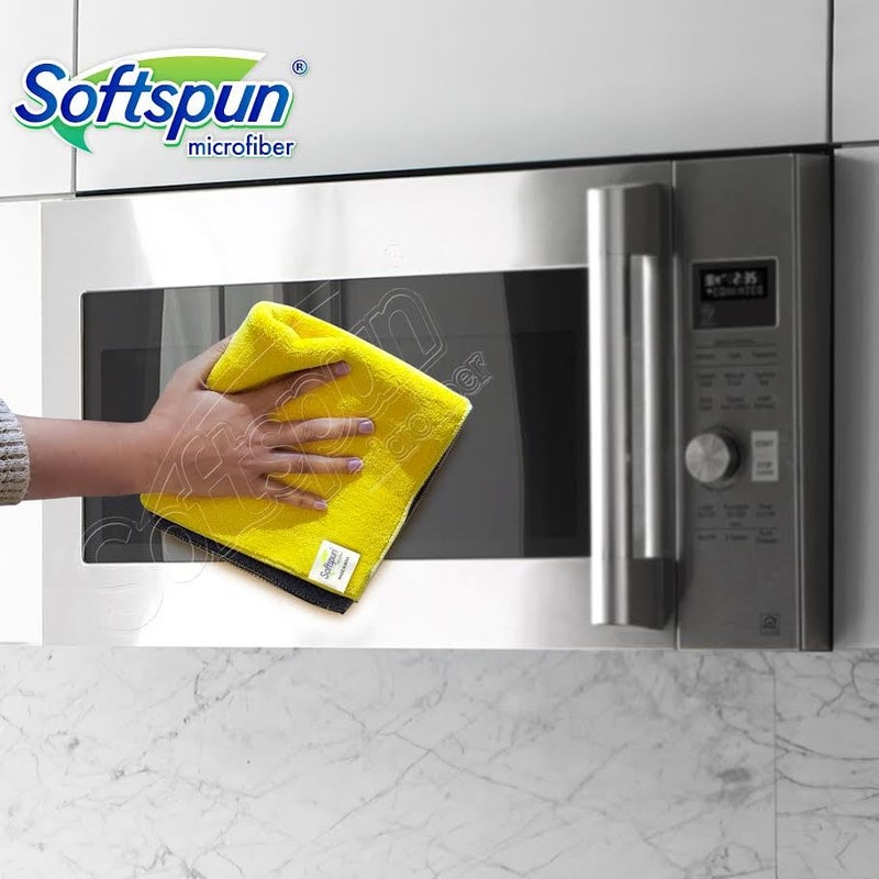SOFTSPUN 900 GSM, Microfiber Double Layered Cloth 40x40 Cms 1 Pc Yellow, Extra Thick Microfiber Cleaning Cloths Perfect for Home, Kitchen, Furniture and More. - Image 3
