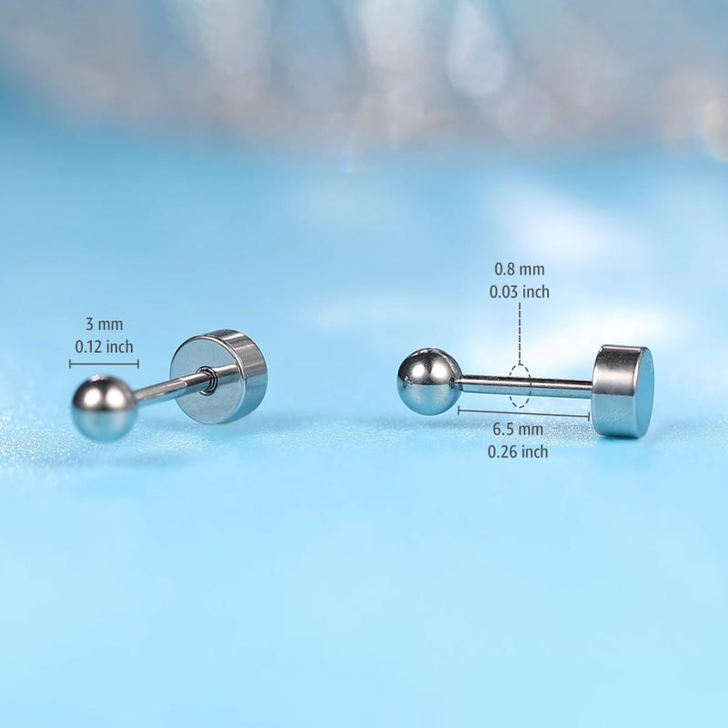 limerencia G23 Implant Grade Titanium Screw Back Earrings Hypoallergenic 20G F136 Piercing Post for Sensitive Ears Cartilage Tragus Helix - Image 5