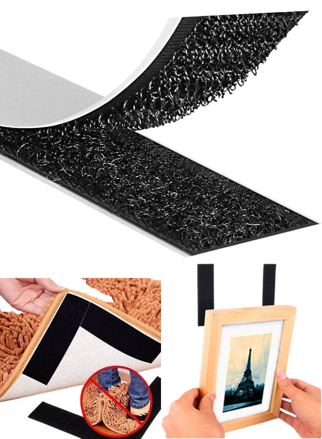 Generic Magic Tape Hook And Loop Fastener Reusable With Adhesive Backing, Mounting Tape, For DIY Home And Office Use (Black, 2M Hook & 2M Loop x 25mm Width) - Image 1
