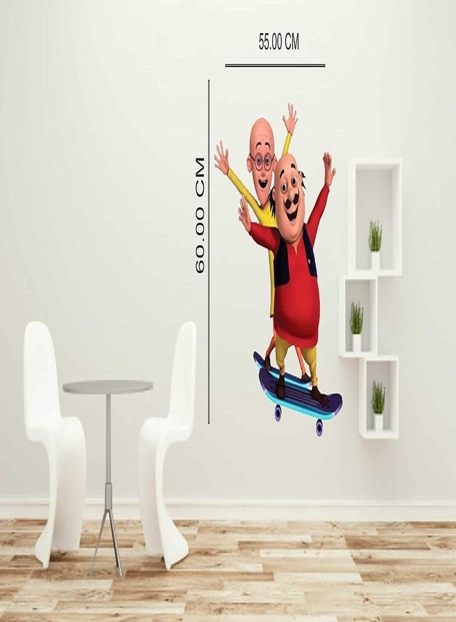 Sky Flying Funny Motu Patlu Kids Wall Sticker for Bedroom, Kids Room Bed Room Hall (Multicolor, Size - 55Cm X 60Cm) - Image 3