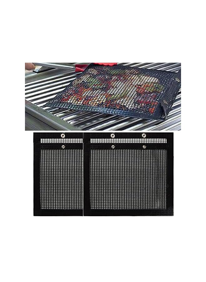 IBAMA Bbq Grill Mesh Bags Teflon, Non-Stick High Temperature Resistant, Reusable Bbq Bags For Charcoal, Gas, Electric Grills, 2 Pack Large (Bbqbag-24Cm) - Image 2