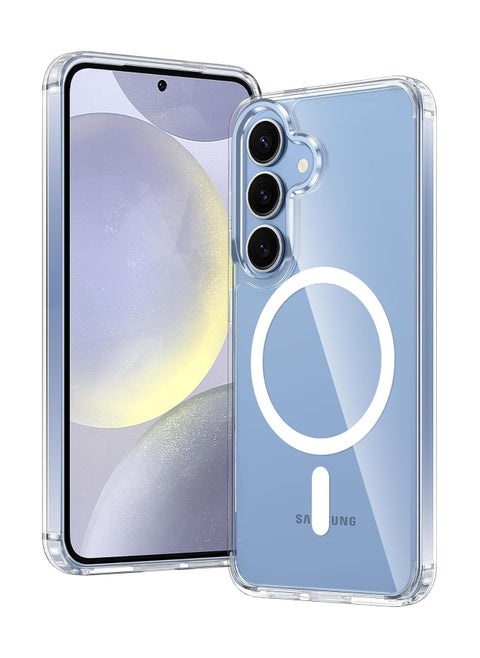 Back Cover Compatible with Samsung Galaxy S25 Cover Clear Magnetic Case with Built-in Magnets Compatible with MagSafe Crystal Clear Slim Soft TPU Bumper Cover (Samsung Galaxy S25)