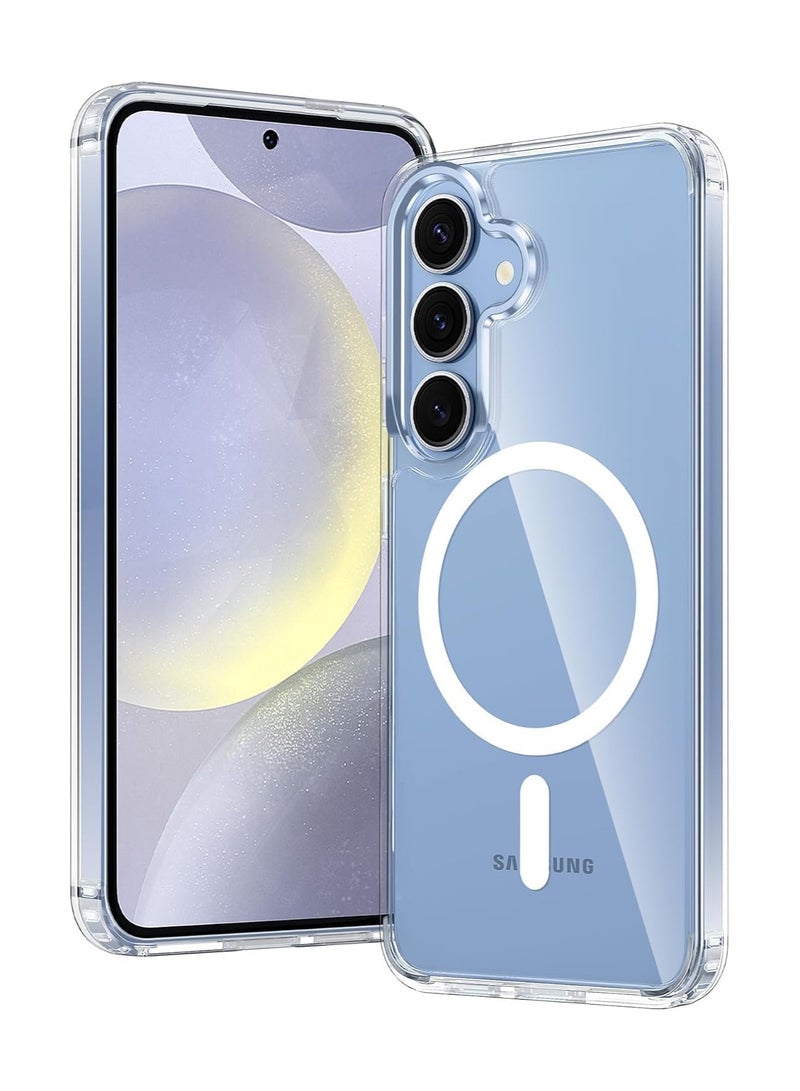 Back Cover Compatible with Samsung Galaxy S25 Cover Clear Magnetic Case with Built-in Magnets Compatible with MagSafe Crystal Clear Slim Soft TPU Bumper Cover (Samsung Galaxy S25) - Image 1