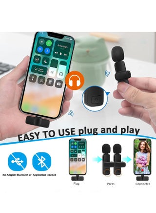 Professional Wireless Lavalier Lapel Microphone for iPhone, iPad - Cordless Omnidirectional Condenser Recording Mic for Interview Video Podcast Vlog YouTube - view 3