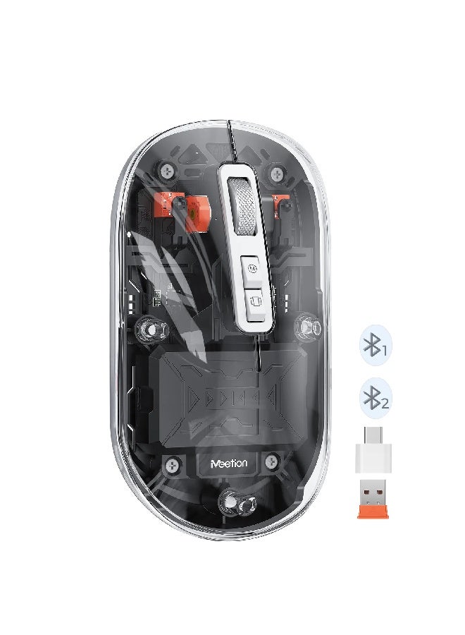 ميشين ماوس لاسلكي شفاف ثنائي الوضع BTM005 - أسود - Image 2