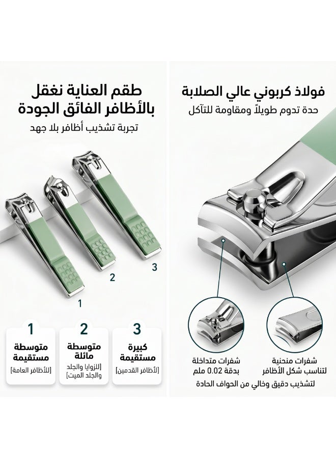 طقم أدوات العناية بالأظافر 18 قطعة، مقص أظافر، مصنوع من الفولاذ المقاوم للصدأ - Image 2