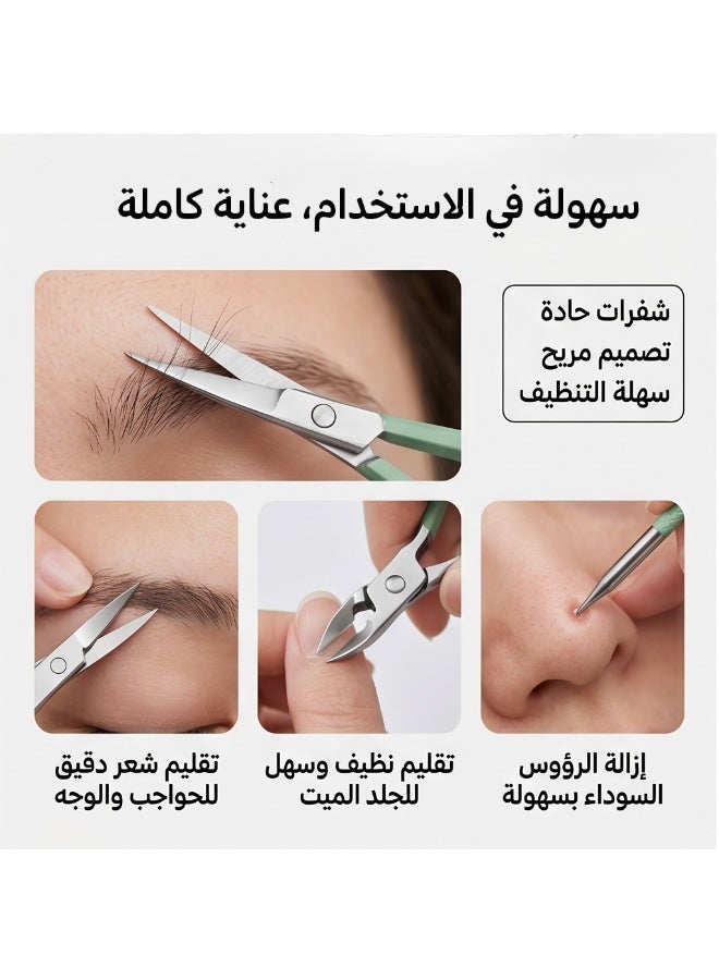 طقم أدوات العناية بالأظافر 18 قطعة، مقص أظافر، مصنوع من الفولاذ المقاوم للصدأ - Image 5