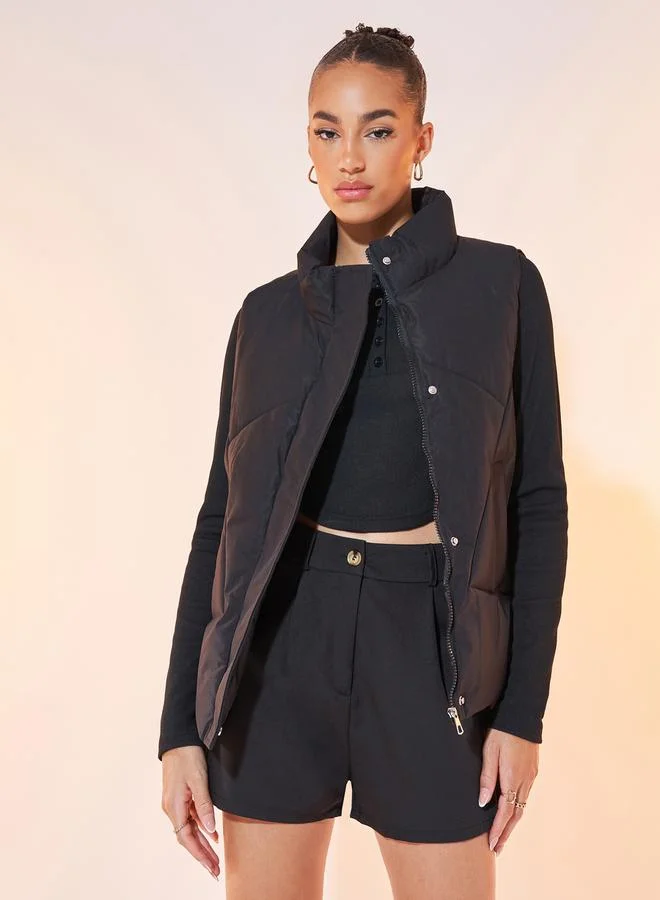 Take Two Sleeveless Padded Jacket With Zipper