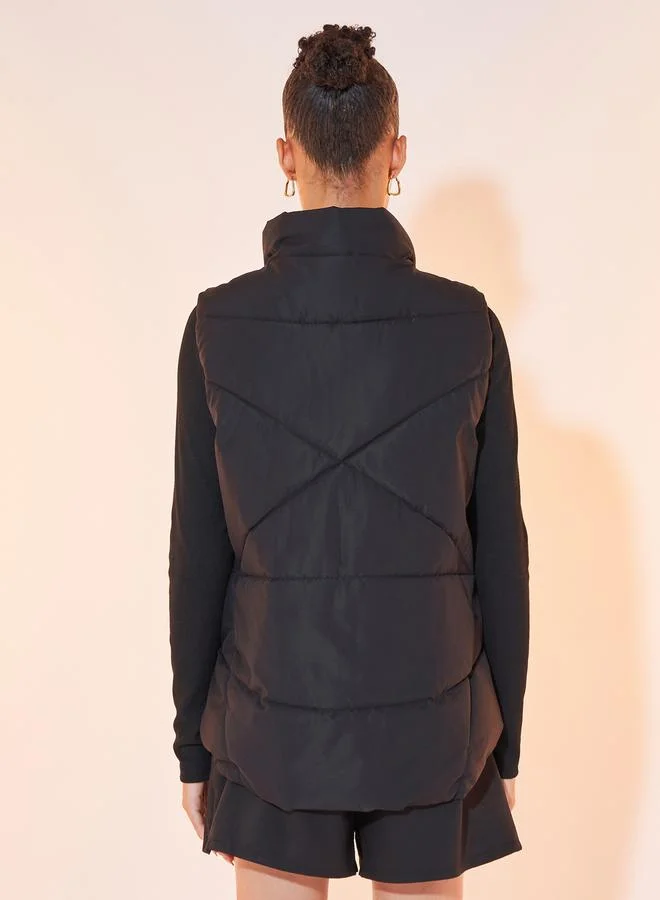 Take Two Sleeveless Padded Jacket With Zipper