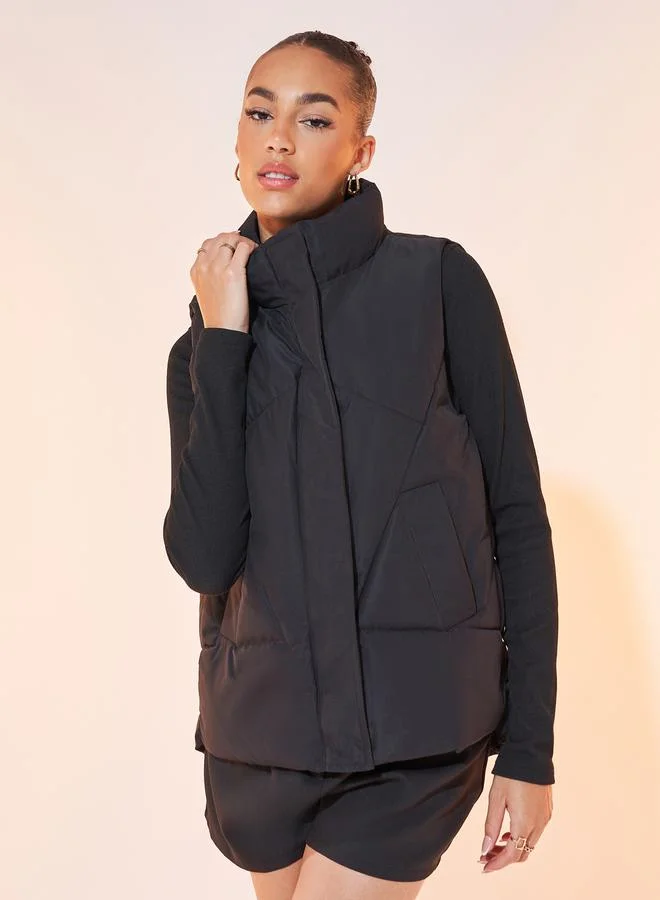 Take Two Sleeveless Padded Jacket With Zipper