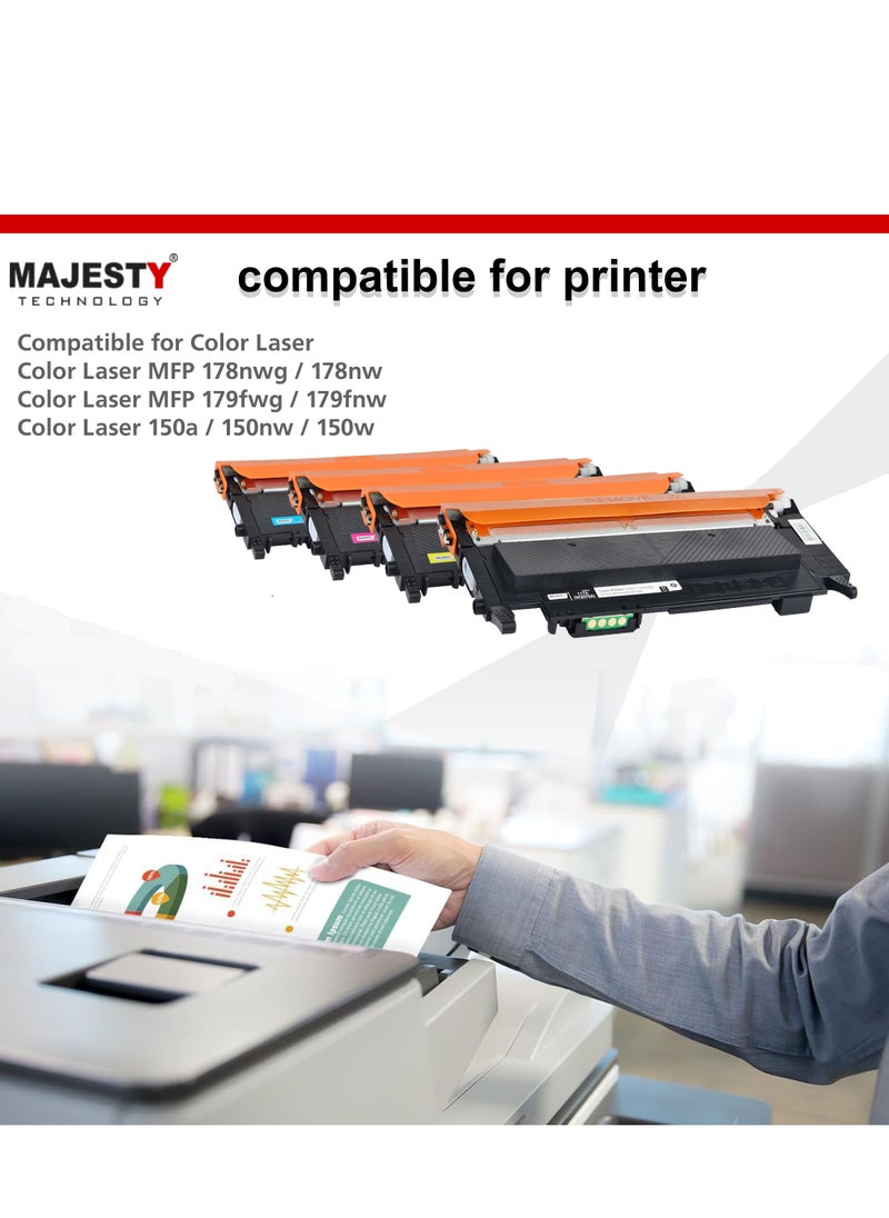 Majesty 117A Toner Cartridge Set Compatible with HP Color Laser 150nw 150a MFP 179fnw 178nw 178nwg 179fwg W2070A W2071A W2072A W2073A Printer (Black, Cyan, Magenta, Yellow)  - Image 4