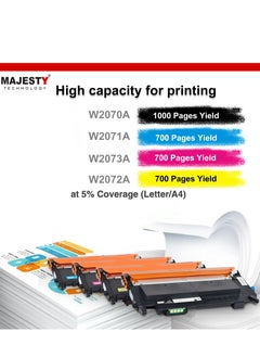 ماجيستي مجموعة خراطيش حبر 117A متوافق مع طابعة اتش بي ليزر ملونة 150nw 150a MFP 179fnw 178nw 178nwg 179fwg W2070A W2071A W2072A W2073A (اسود، سيان، ارجواني ماجنتا، اصفر)  - Image 3