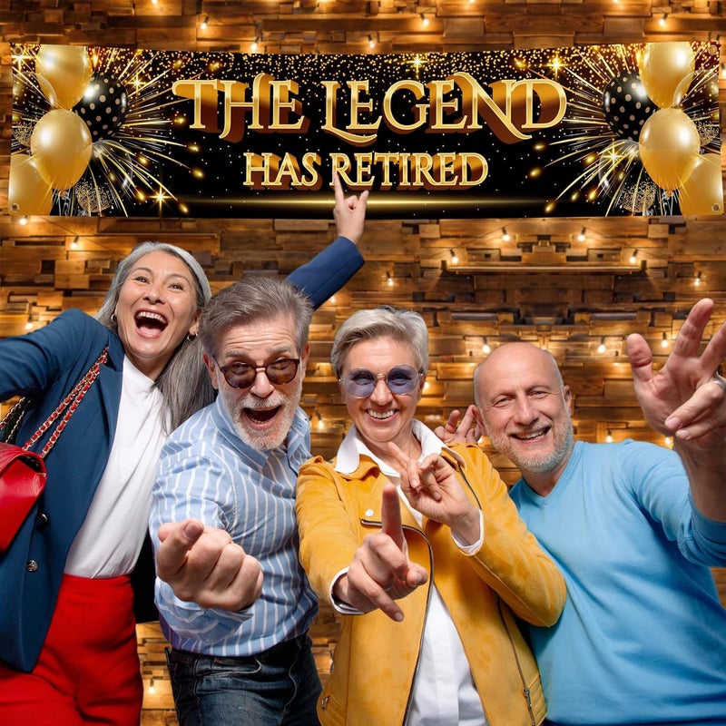 ARS Graphics ARS® Happy Retirement Banner - The Legend Has Retired 6 x 1.3ft (Black and Gold) - Image 4