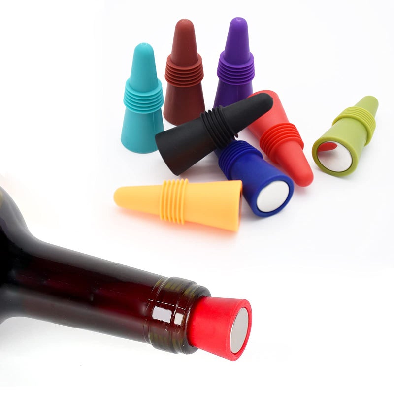 BOOMIBOO Wine Stoppers Beverage Bottle Sealer Soft Silicone Wine Bottle Stoppers Corks with Grip Top for Keeping Wine Champagne Fresh, 8 Pack - Image 2