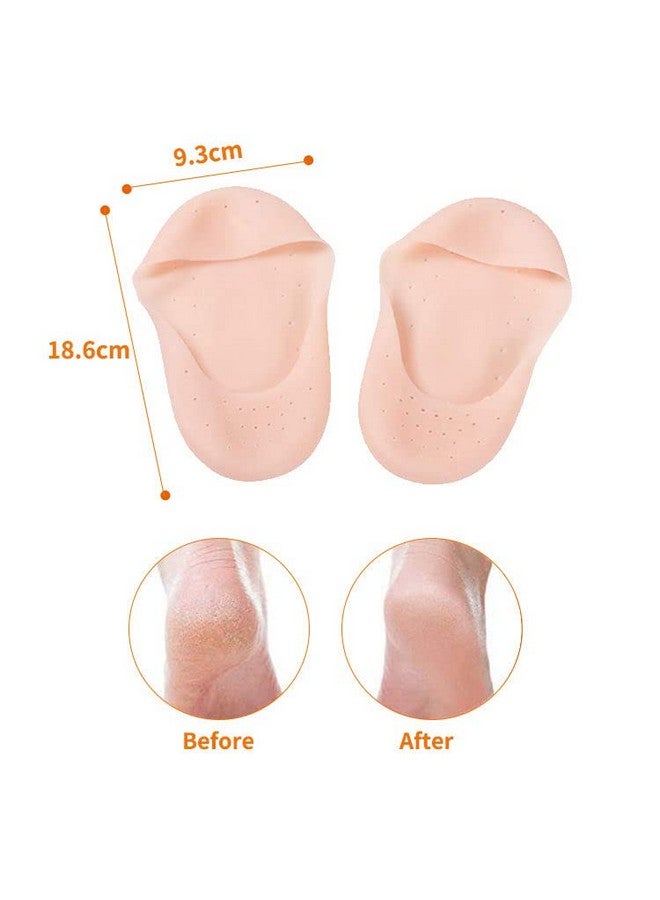 Shoppingekart Silicone Gel Heel Pad Socks For Heel Swelling Pain Relief,Dry Hard Cracked Heels Repair Cream Foot Care Ankle Support Cushion - For Men And Women (Length Full| Free Size| 8 Pair) - Image 2