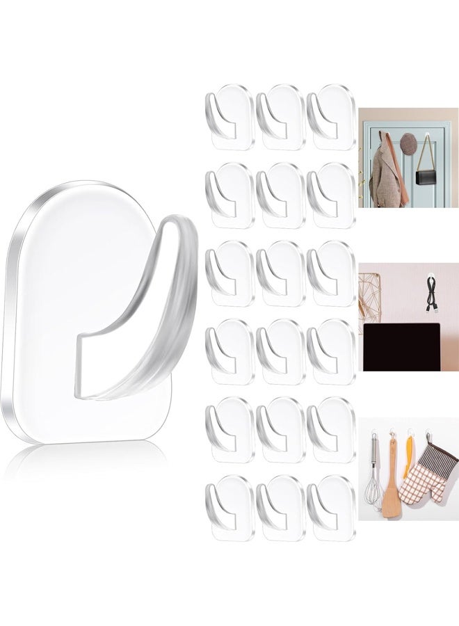 DUNISO 20 Pcs Self Adhesive Wall Hooks, Clear Adhesive Wall Hooks，Reusable Heavy Duty Hooks，Waterproof and Oil Resistant，No Need to Drill Holes，for Kitchen Bathroom Office  - Image 1