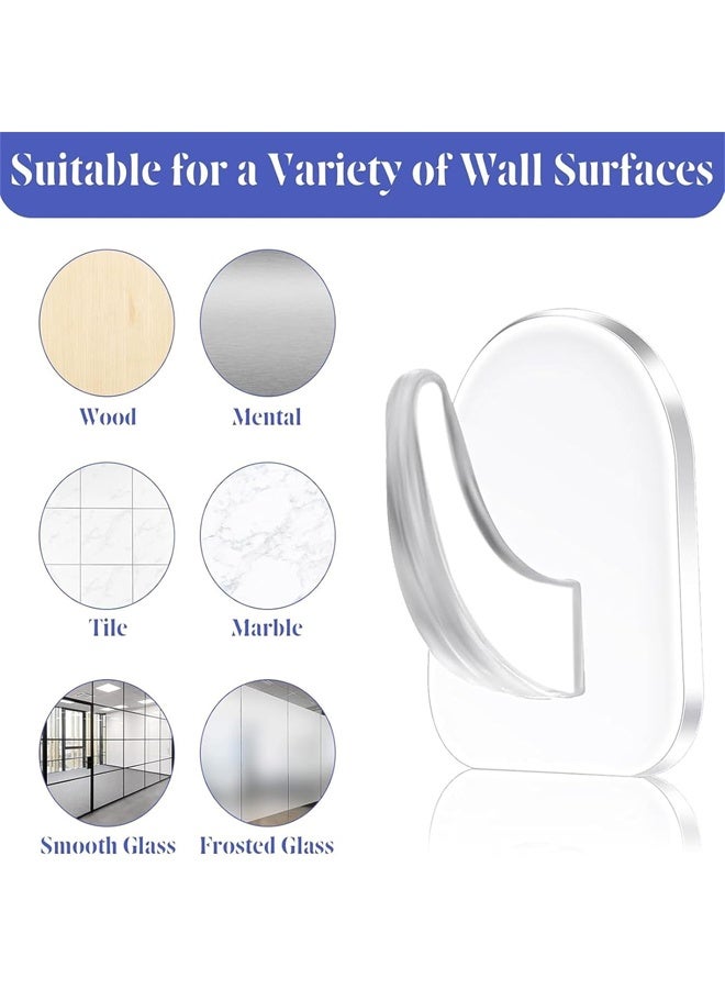 DUNISO 20 Pcs Self Adhesive Wall Hooks, Clear Adhesive Wall Hooks，Reusable Heavy Duty Hooks，Waterproof and Oil Resistant，No Need to Drill Holes，for Kitchen Bathroom Office  - Image 4