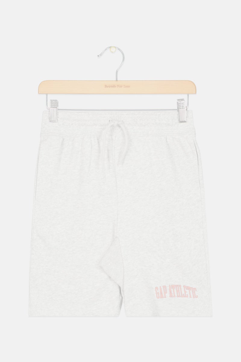 GAP Kids Boy Graphic Print Basic Shorts, Light Grey - Image 1