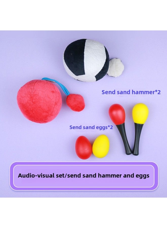 Small Sand Hammer Baby Baby Chasing Vision Toy Hand Grasping Hearing Training Toy Red Vision Training Red Ball Newborn-Color:Black And White Ball + Big Red Ball (0-12 Months) To Send Sand Hammer * 2 + Sand Egg * 2 - Image 1