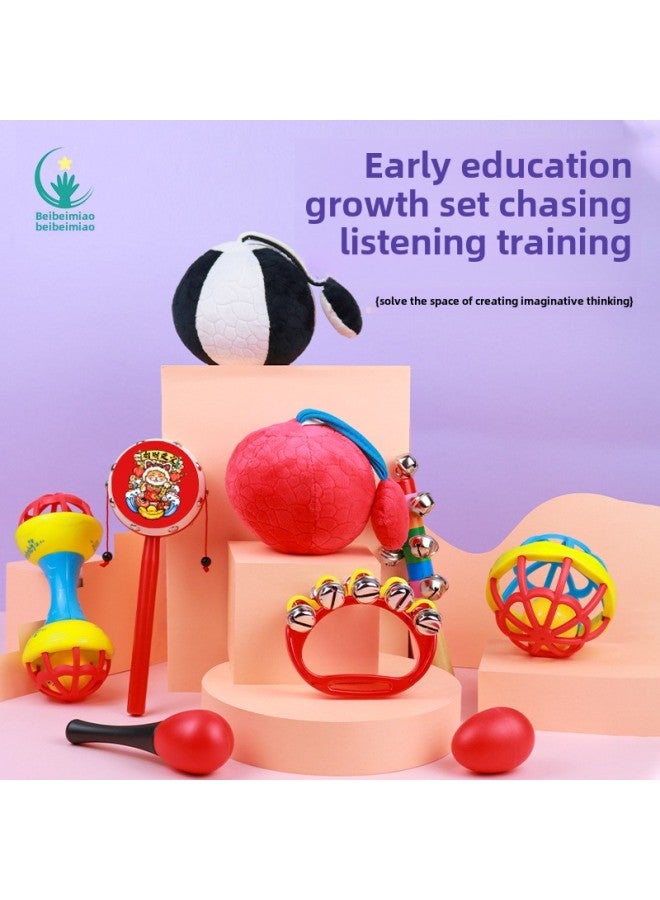 Small Sand Hammer Baby Baby Chasing Vision Toy Hand Grasping Hearing Training Toy Red Vision Training Red Ball Newborn-Color:Black And White Ball + Big Red Ball (0-12 Months) To Send Sand Hammer * 2 + Sand Egg * 2 - Image 3
