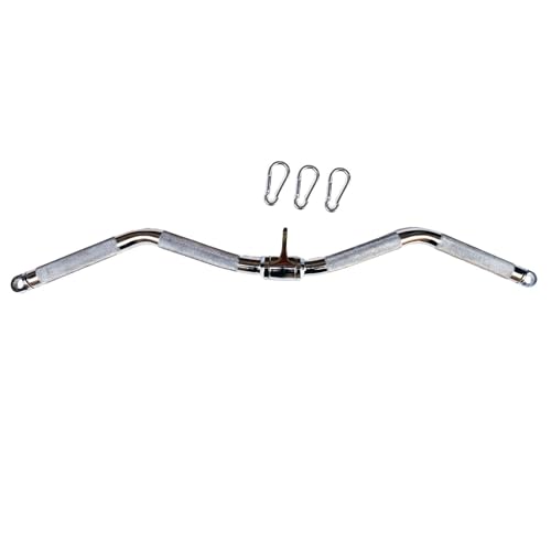 yuhqc Lat Cable Machine Attachment Curl Pulldown Barbell Revolving Bar, Multi-Exerciser Cable Attachment, Solid Steel Tricep Press Down Bar with Rubber Handgrips & Revolving Hanger (29 Inch Chrome) - Image 1
