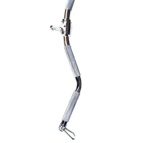 yuhqc Lat Cable Machine Attachment Curl Pulldown Barbell Revolving Bar, Multi-Exerciser Cable Attachment, Solid Steel Tricep Press Down Bar with Rubber Handgrips & Revolving Hanger (29 Inch Chrome) - Image 4