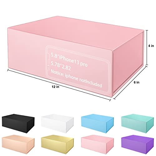 ROSTELACK Pink Gift Box 12" x 6" x 4" with Magnetic Closure Lid Gifts Boxe for Presents,Bridesmaid Gifts Boxes,Cute Box,Birthday Gift Boxe,Luxury for Gifts Packaging, Magnetic Gift Boxes for Wrapping Gifts (Pink) - Image 2