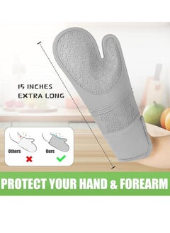 sokany 6 Pieces Silicone Oven Mitts and Pot Holders Set, Extra Long Oven Gloves with Non Slip Hot Pads Potholders and Pinch Mitts, Pot Holders Set for Kitchen Baking Cooking (Grey)  - Image 2