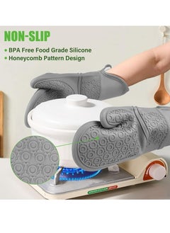 sokany 6 Pieces Silicone Oven Mitts and Pot Holders Set, Extra Long Oven Gloves with Non Slip Hot Pads Potholders and Pinch Mitts, Pot Holders Set for Kitchen Baking Cooking (Grey)  - Image 4